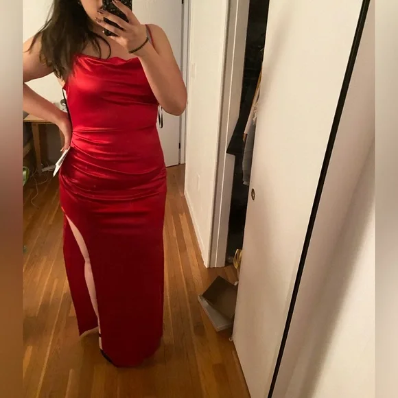 Dresses | Beautiful Red Cowl Neck Formal Dress | Poshmark Dresses | Beautiful Red Cowl Neck Formal Dress | Poshmark